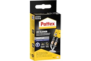 Pattex Kraft-Mix Extrem Schnell, extrem schnell härtender 2 Komponenten Kleber auf Epoxidharz Basis, 2K Kleber mit hoher Beständigkeit für viele Materialien, 2x12g Tube