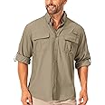 mosingle Men's Long Sleeve Hiking Shirt, Sun UV Protection Safari Fishing Outdoor Shirt Quick Drying Lightweight Walking Travel Shirts