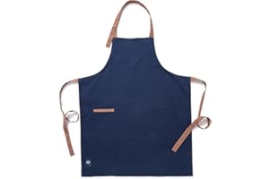 Encasa XO Verstellbare Küchen Schürze mit Taschen und Handtuchhalter, recycelte Baumwolle, für Zuhause, Restaurant, Männer & Frauen, Kochen, Backen