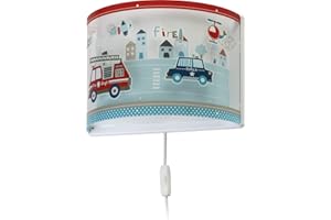 ‎DALBER Dalber kinder Wandlampe kinderzimmer, Kinderlampe Wandleuchte Polizei Autos Police Blau, 60618, E27, Bunt