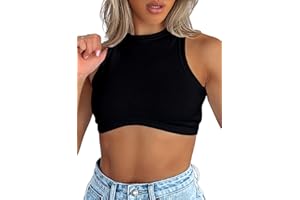 Navneet Tank Top Crop Top damski, prążkowany, bez rękawów, na imprezę, na lato, basic, cropped top