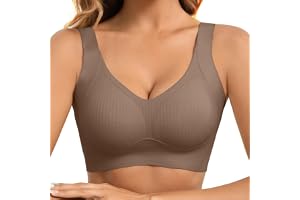 Fittingirls Bygellös Sömlösa BH, Trådlös Push-up V-ringad Vadderad, Fullt Stöd Komfort Sport-bh, Sovande T-shirt Bralette för