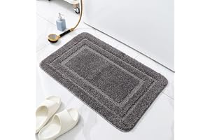 SKY-TOUCH Thick Soft Microfiber Bathroom Rug Mat - Non-Slip, Absorbent, Quick-Dry, Machine Washable - 40x60cm, Grey