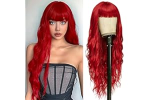 YEESHEDO Damen Perücke Rot Lang Locken Perücken mit pony Für Frauen, Natürlich Gold Rot Haare Wig, Alltag Anime Cosplay Kostümparty Halloween Karneval (Goldrot)