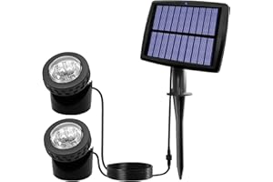 Justup Solar Teichbeleuchtung, LED Unterwasserstrahler Teich Licht Teichbeleuchtung mit IP68 wasserdicht, Auto Ein/Aus Landschaftsscheinwerfer Gartenbeleuchtung für Garten, Patio, Baum (2 Stücke)