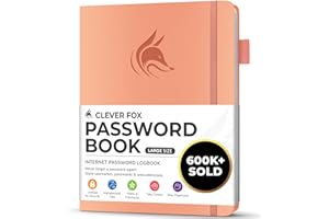 Clever Fox Libreta de contraseñas con pestañas. Organizador de direcciones de Internet y contraseñas con pestañas alfabéticas. Cuaderno de gran tamaño para inicios de sesión de computadora y sitios