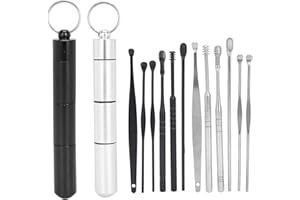 Sonew Kit D'outils de Dissolvant de Cire d'oreille 2 Ensembles, Outil de Nettoyage de Cire d'oreille de Cuillère d'oreille d'acier Inoxydable(#2)