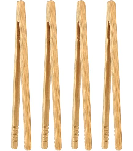 Bambus Grillzangen Set - 8 Stück, 17,5cm, Wiederverwendbar & Rutschfest