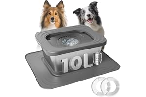 Bostar 10L Bebedero Perro Antigoteo Acero Inoxidable con Alfombrilla de Silicona XXL, Cuenco Lenta Antideslizante con Plato Flotante Sellado Integrado/Filtro de Repuesto para Perro Mediano a Grande