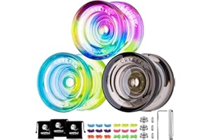 MAGICYOYO JoJo K2 Pack 3 Yoyo Professionnel Réactif Avec Ralenti, Non Responsable Pour Adultes, Double Usage Pour Enfants, Avec Roulement, 18 Cordes