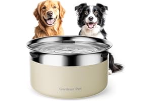 Gardner Pet Cuenco Agua Perro Antigoteo, 3,85L Cuenco para Perros de Acero Inoxidable a Prueba de Derrames, Antiatranque para Perros de Tamaño Grande, Adecuado para Interior y Exterior, Blanco