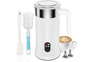 Ovetedot Milk Frother, 4-in-1 Electric Milk Frother for Hot and Cold Milk Foam, 300 ml Automatic Shut-Off for Coffee Latte, Macchiato, Cappuccino (White)