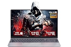 Ekonavi Ordenador Portátil 15,6 Pulgadas, PC Portatil 16GB RAM 512GB SSD, procesador Celeron N95 Laptop Pantalla FHD IPS 1920 * 1080, computadora portátil Win11 Pro con Teclado retroiluminado