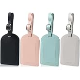 Redamancy 4 Pieces Suitcase Identifier, PU Luggage Tags, Travel Suitcase Tag with Name ID Card, for Travel Suitcases, Suitcas