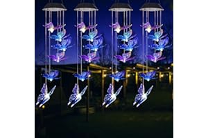 ZVO Farfalla a energia solare da giardino, set da 4 farfalle solari per esterni, decorazione da balcone, lampada a sospensione per mamma e nonna, multicolore