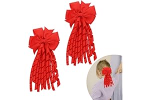 MUFEKUM 2 Pcs Hair Bow Spiral Streamers, Curly Bow Hair Bands Kids Spiral Hair Ties Ponytail Holder Hair Ribbons Bobbles for Girls Toddler Kids, Girls School Hair Accessories (Red)