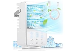 AONELAS Aire Acondicionado Portátil,1000ML Enfriador de Aire,Enfriador por Evaporación con 7 Colores, Temporizador 1-9H,3 Velocidades, Oscilación de 90° para el Hogar/Oficina.