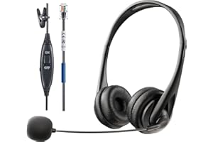 Voistek RJ9 Telephone Headset with Microphone Noise Cancelling Volume Control and Quick Disconnect Headphones for Cisco 7811 7841 7941 7942 7945 7962 7965 7975 8841 88666 1 8944. 5 ect. Binaural