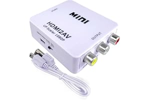 OcioDual HDMI auf VGA, HDMI VGA Adapter, Adattatore HDTV ad AV, Conessione RCA, 1080p PAL/NTSC Video, für PC, n64, TV, Konverter mit Netzkabel, HDMI2AV, Weiß