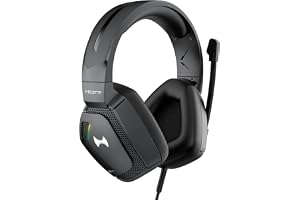 Hezire GHS-250 Wired Gaming Headset with RGB Lights, Noise-Isolating Mic & Immersive Stereo Sound – Compatible with PC, PS5, PS4, Xbox, Nintendo Switch – Adjustable Headband, Black