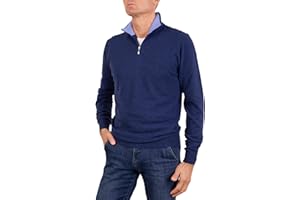 MARENZA Lupetto Zip Uomo Misto Cashmere Seta Made in Italy Maglione Mezza Zip Pullover Manica Lunga Lana Merino Cachemire Maglioncino Beige Blu Grigio Maglia Regalo Abbigliamento Inverno