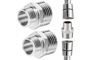 Chenyoyangfen 2pcs Shower Hose Connectors Male to Female Threaded Connector Accessories Fittings Reducing Nipple Shower Connector Water Pipe Plumbing Fittings Reducing Nipple Shower Adapter