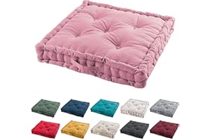 TIENDA EURASIA TIENDAEURASIA® Cojines de Suelo - 100% Algodón Lisa - Ideal para Sillas, Bancos, Palets, Suelos - Uso Interior y Exterior (Rosa, 60)