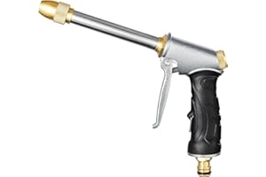 eROOSY Garden Hose Spary Gun Heavy Duty Metal Spray Nozzle High Pressure Water Long Nozzle for Watering Garden Washing Cars and Showering Pets