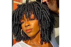 Becus Perruque Femme Naturelle Courte Perruque Afro Femme Cheveux Naturels Noir Perruque Tresse Usage Quotidien (Noir #1B)