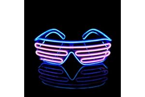 Therlan LED Glasses Party, Neon Glowing Glasses, Party Glasses Lights, LED Sunglasses, LED Flashing Costumes, Atzen Glasses, LED Glasses for Rave EDM Party (Blue - Pink)