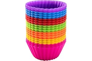 AVANA Lot de 20 grands moules à muffins réutilisables en silicone de qualité supérieure - Sans BPA - 7 couleurs