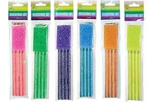 Alevar 6 juegos de 4 lápices infantiles HB de madera con purpurina y goma (2462/6)