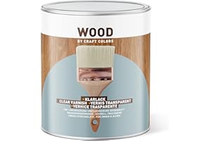 Craft Colors 2 in 1 Vernice Trasparente per Uso Interno ed Esterno, Primer e Vernice per Legno2-in-1, Semi-Opaca, Protezione del Legno, Resistente alle Intemperie per Esterni, Impermeabilizzante Legno