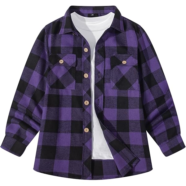 Chemise Manches Longues Kerrits Ice Fil Violet Mûre Plaid - Enfant Fille - Neuf