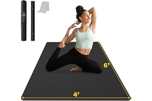 ‎CAMBIVO CAMBIVO Yogamatte XXL, Yoga Matte 183cm x 122cm Groß，6/8/10/12mm Extra-DickE Fitnessmatte, Breite Sportmatte Rutschfest, TPE Pilatesmatte Gymnastikmatte mit Handtuch