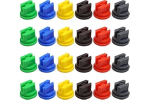 BRILEZE 24 PCS Spraying Spray Nozzles Tips 110 Degree Flat Fan Shape 0.15-0.6mm Pore Replacement Nozzles Plastic Assorted Set for Garden Hose Knapsack Spraying Weed Killing in Agriculture Forestry