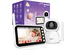 OBVHNUA Elektroniczna niania z kamerą 4,3 cala, wideo, elektroniczna niania 720p 2000 mAh, zapis wideo, zoom cyfrowy, dwukierunkowy tryb audio, tryb VOX, widoczność w nocy, monitorowanie temperatury,