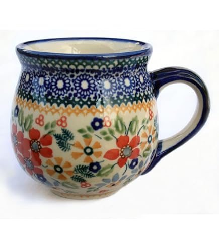 Bunzlauer Keramik Milchkaffeetasse 0,35L - Handbemalte Tasse Im Dekor 42