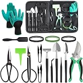 DEWINNER Bonsai Tool Set, Bonsai Tool Set, 24 Piece Garden Hand Tools Set Includes Pruning Shears, Carbon Steel Bonsai Shears
