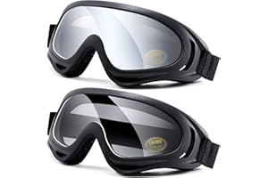 EasYoung 2-Pack Ski Goggles, Compatible Snowboard Goggles for Kids, Teens, Youth, Boys, Girls, Men and Women, Motorcycle Goggles, Wind Resistance Goggles