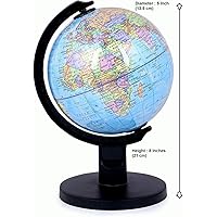 GeoKraft Educational Political 5 Inches Laminated Globe with Plastic Arc and Base / World Globe / Home Decor / Office Decor / Gift Item (Blue)