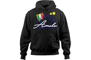 Vestipassioni Felpa Amala Scudetto Italia – Felpa Sportiva Celebrativa con Cappuccio Regolabile – Cotone Felpato Morbido – Idea Regalo per Tifosi e Ultras – Made in Italy