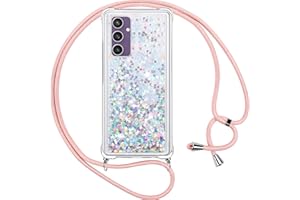 Vauki Funda para Samsung Galaxy S23 FE 5G con Cuerda,Transparente Silicona Glitter Liquida Colgar Colgante Cristal Suave Carcasa,Brillante Arena Movediza con Cordón Case para Samsung S23 FE 5G,Silver
