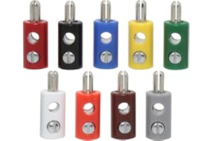 GOKarli 10 Stück Zwergstecker Miniatur Ø 2,6 mm mit Querloch und Schraubanschluss in Schwarz