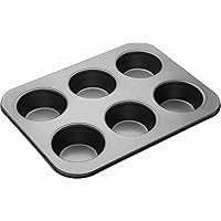 Royals Carbon Steel 6 Cups Non Stick Baking Pan Bakeware Moulds for Muffins Cupcake Desserts Pastries tarts Pie-Dishwasher Safe