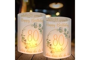 BOYATONG 12 portavelas para 80 cumpleaños, decoración para 80 cumpleaños, hombre y mujer, 80 años, decoración de mesa de cumpleaños feliz, regalos para 80 cumpleaños, adecuado para velas de té o velas