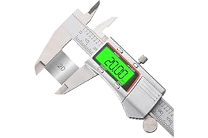 VOTHEN Calibro Digitale da 150mm in Acciaio Inossidabile, Micrometro Elettronico con Display LCD Ampio con Retroilluminazione, Conversione mm/pollici, Precisione Alta, Batteria Inclusa