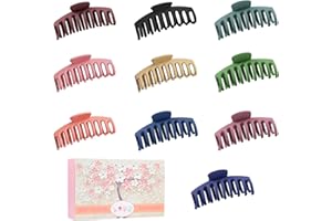Wolfway Fermagli per capelli grandi, 10 colori, 10 cm, opachi, antiscivolo, per capelli sottili e spessi