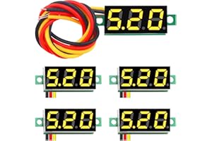 YIXISI 5 Pezzi 0.28 Pollici Mini Voltmetro Digital, 0-100V DC Tre Fili, Protezione Inversione di Polarità e Misurazione Accurata Della Pressione, LED Display Pannello Voltmetro (Giallo)