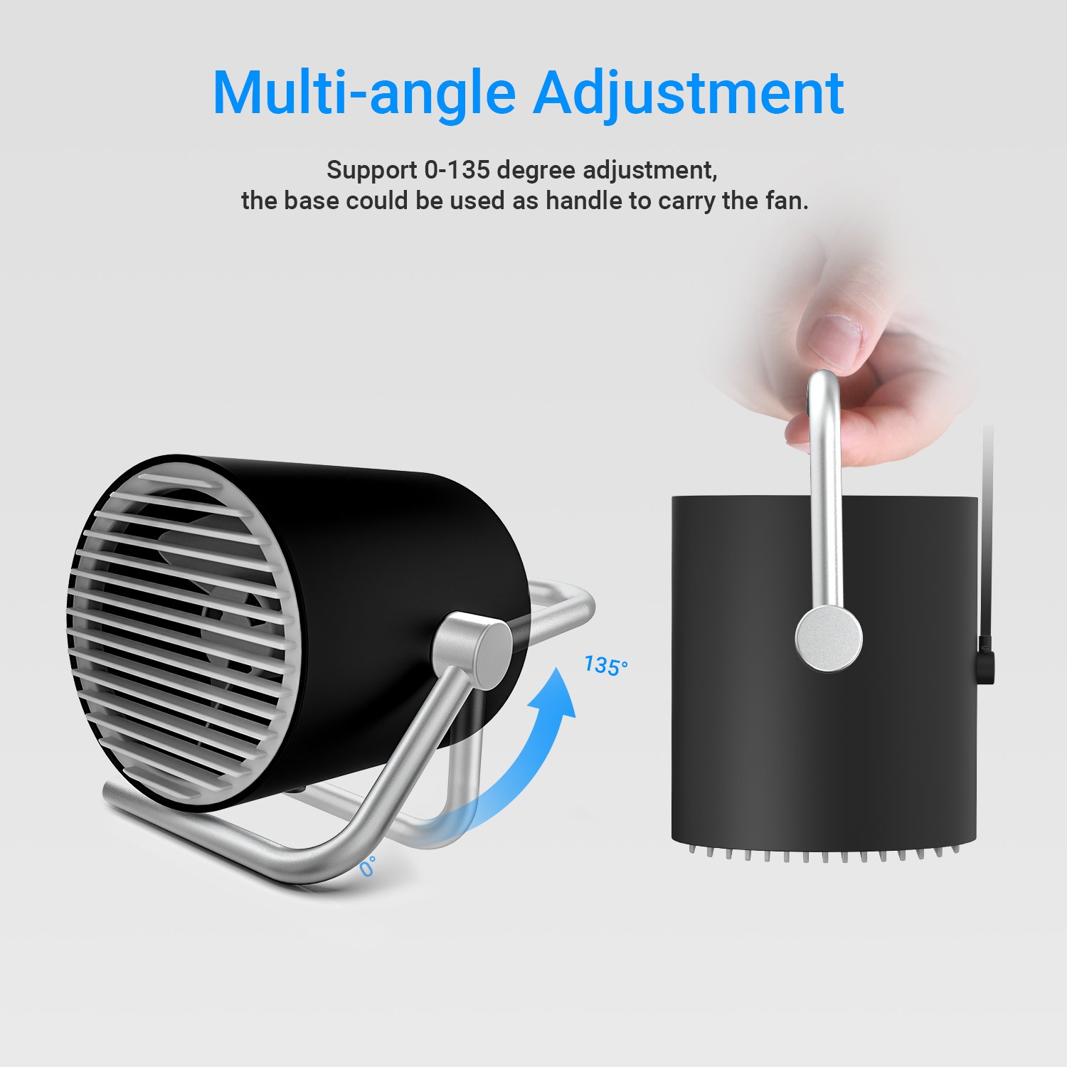 Ventilatore da Tavola,EasyAcc Mini Ventilatore USB Portatile Silenzioso Scrivania Personale Portable Ventola Doppia Lama… - immagine 5
